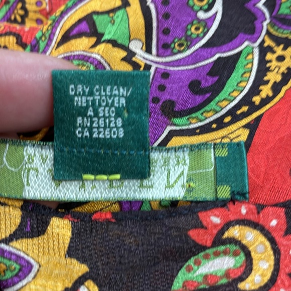 Lauren Ralph Lauren Colorful Paisley 100% Silk Scarf - Picture 9 of 9